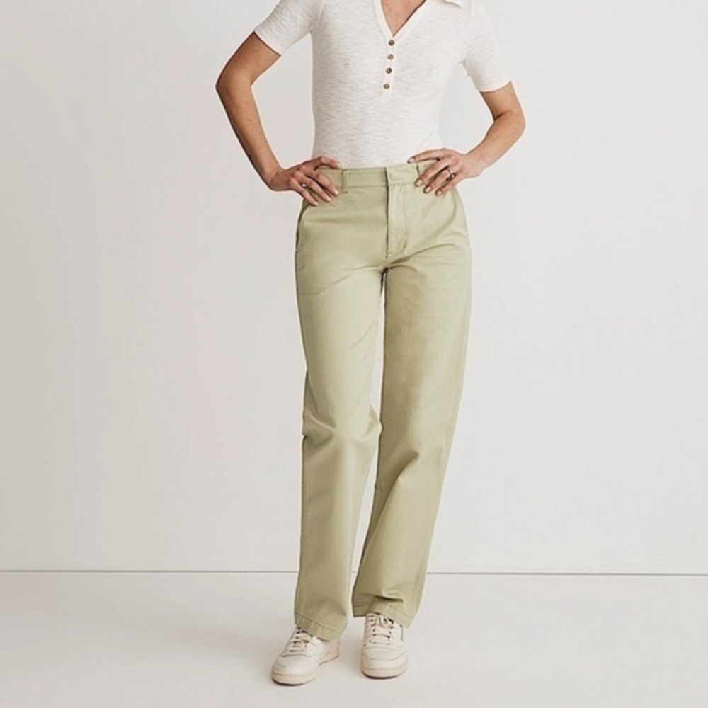 Madewell Chino Pants Low Slung Straight Green